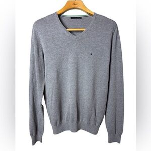 Purification Garcia Mens Luxe Cotton Sweater Sz M Gray Elbow Patch Trim Dad